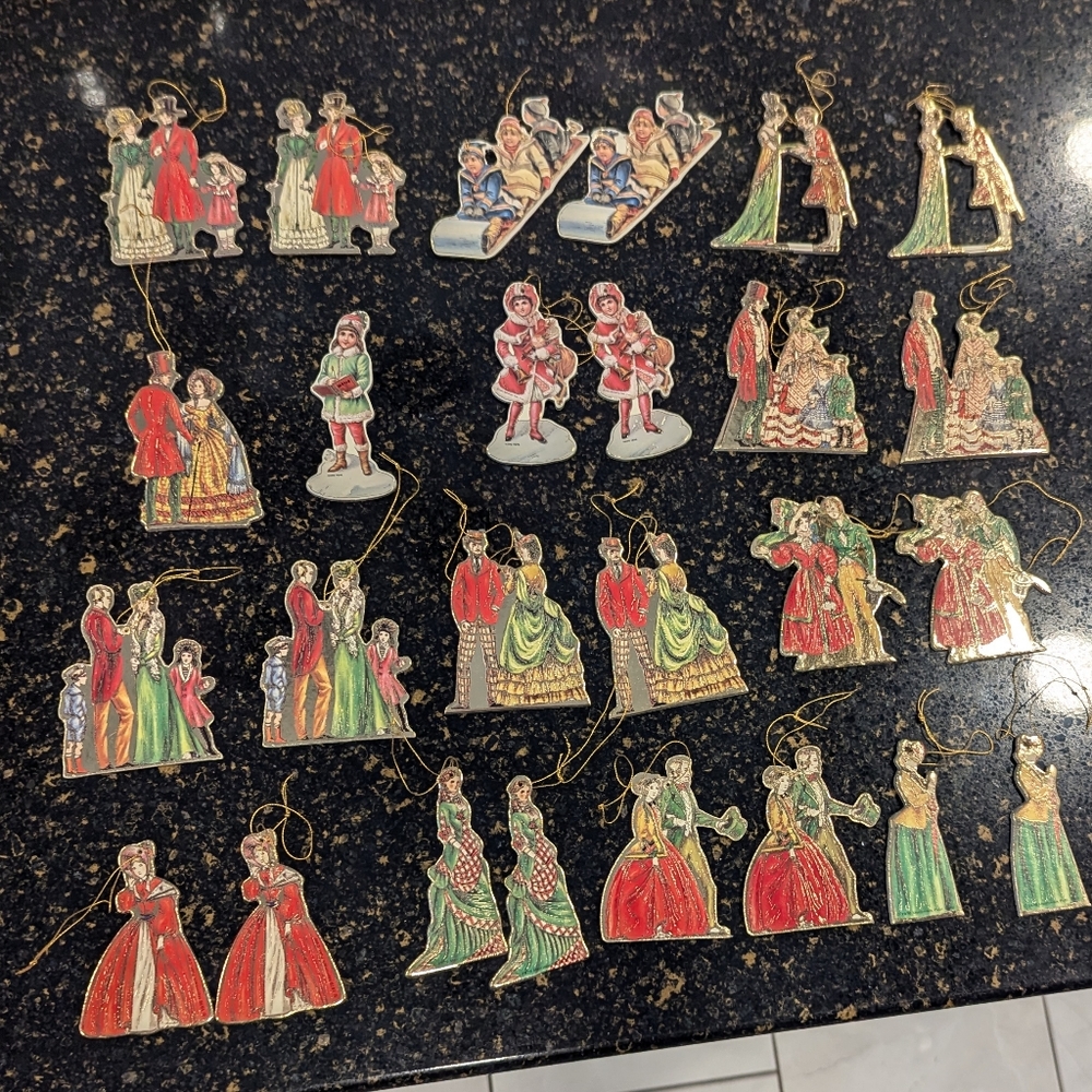 Victorian Courtship die-cut Christmas ornaments